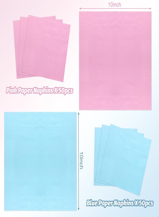 pyntop Gender Reveal Cocktail Napkins - 100Pack Blue and Pink Cocktail Napkin for Gender Reveal Party, 5Inch Disposable Beverage Napkins, Baby Shower Napkin Decorations, Boy or Girl Themed Party Supplies - Image 2
